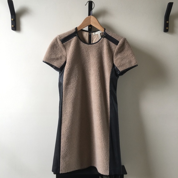 BCBG Mini Dress Shearling + Leather - Picture 4 of 8